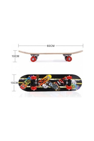 Ahşap Kaykay Büyük 60 Cm 4 Tekerlekli Kaykay Skateboard Çok Renkli