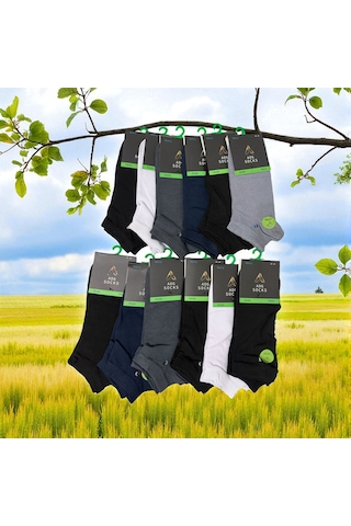 Erkek Kısa Dikişsiz Bambu Çorap 6'lı Ve 12'li Çok Renkli