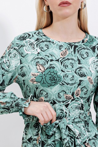 1525 Örme Tesettür Elbise - Mint 001