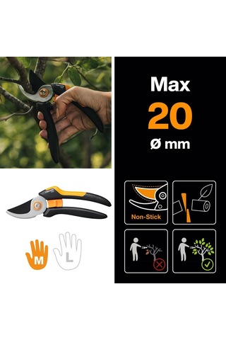 Fiskars Bypass M Bahçe Makası, Masif, P321, Taze Dallar Ve Çalıla