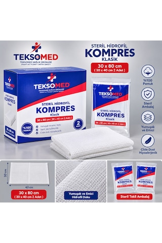 Teksomed Steril Hidrofil Kompres Klasik 30x80 Cm 2 Adet 30x40 Cm 200 Adet