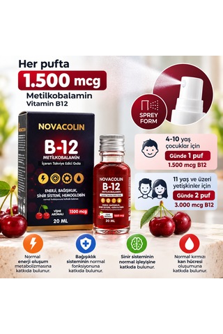 Novacolin Vitamin B12 Metilkobalamin Sprey 1500 Mcg 20 Ml