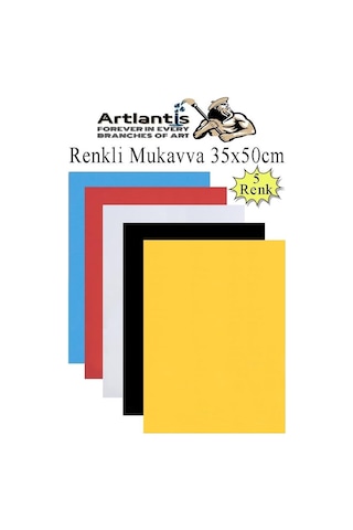Artlantis Renkli Mukavva 5 Renk 35x50 Cm 1 Paket Sert Renkli Karton 1.0 Mm Okul Okul Öncesi Anasınıfı Hobi Etkinlik Genel