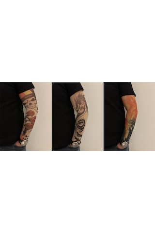 Giyilebilir Dövme 3 Çift 6 Adet Kol Çorap Dövmesi Sleeve Tattoo Set19