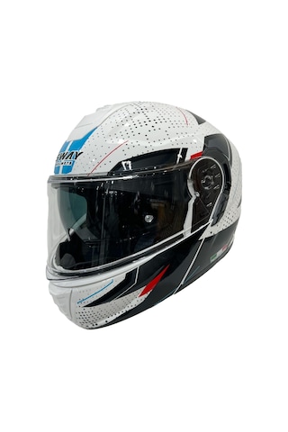 Sway Xbyc 917 Fusion Full Face Çene Açılır Motosiklet Kaskı M Beden White Black Beyaz - Siyah