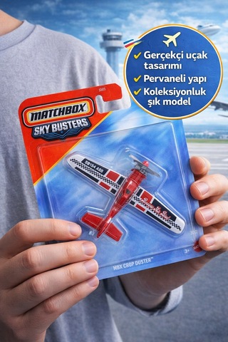 Metal Gövdeli Matchbox Sky Busters Mbx Crop Duster Kırmızı Uçak Koleksiyonluk Pervaneli Model Uçak