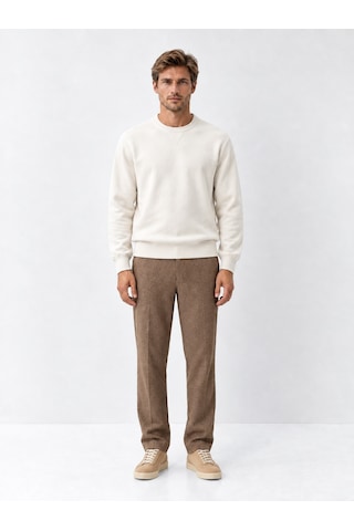Xint Ekru Regular Fit Bisiklet Yaka Pamuklu Sweatshirt 300291