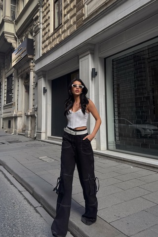 Gabardinkargo Pantolon - Siyah Siyah