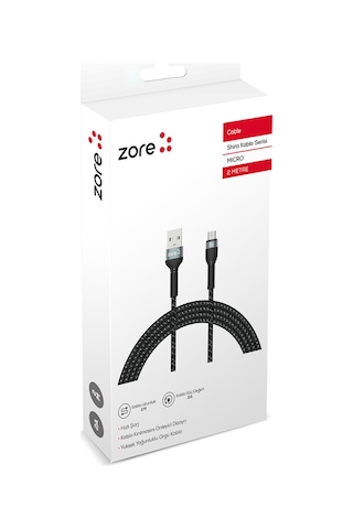 Thegencoo Siyah Shira Serisi Micro Usb Kablo 2 Metre