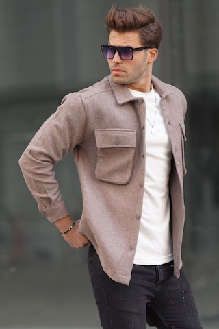 Madmext Kahverengi Oversize Oduncu Erkek Gömlek 6709 Kahverengi