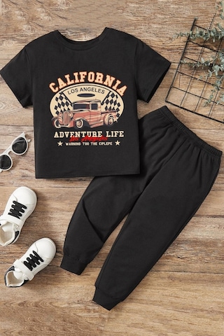 Uyguntarz Çocuk California Alt - Üst Eşofman Takımı Siyah