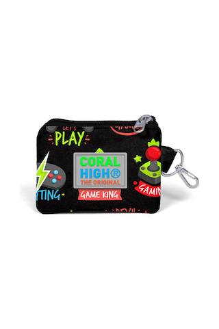 Coral High Kids Siyah Neon Sarı Game Over Desenli Bozuk Para Çantası 21828 Siyah
