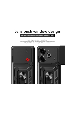 Teleplus Tecno Pova 6 Pro Kılıf Magnetik Standlı Kamera Korumalı Slide Sürgülü Cover Kapak Siyah