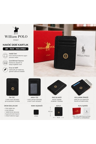 Williampolo Minimal Hakiki Deri Unisex Kartlık Siyah