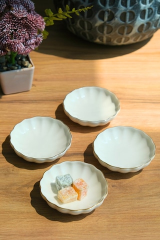 Kütahya Porselen Bone Luz Kase Altın File 4 Parça 8cm Bnlzf08kss220 Ekru