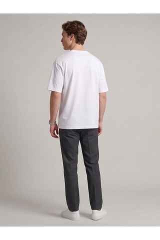 Smalltouch Unisex Oversize Yumuşak Dokulu Basic Bisiklet Yaka Tişört Beyaz