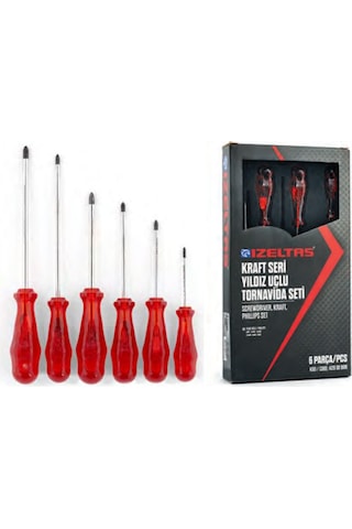 İzeltaş 4120 Kraft Seri Yıldız Uçlu Tornavida Seti 6 Parça – 4120008106