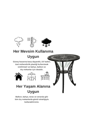 Ceritti Ferforje Görünümlü Plastik Masa, Bahçe Ve Balkon Kullanımı, 2 Yıl Garantili, 150 Kg Taşıma Kapasites Diğer