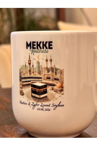 Kişiye Özel İsimli, Kâbe Görselli Mekke Hatırası Porselen Elite Kupa Bardak Çok Renkli