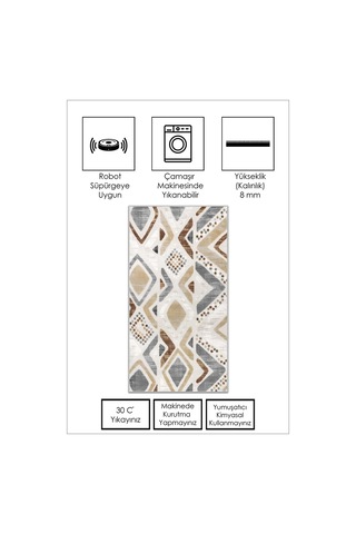 West Home Makinede Yıkanabilir Kaymaz Taban Leke Tutmaz Mutfak Halısı Salon Halısı Ve Yolluk Wh 587 Multy