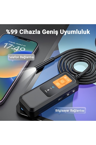 İdragon W600-2 Endoskop Kamera 850mah Şarjlı, Yan Ayna Ve Mıknatıslı Boru Ve Araç Iç Görüntüleme Cihazı