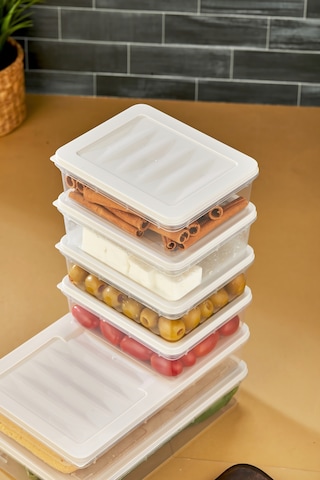 Multi Box 6 Parça 2 Farklı Boy Saklama Kabı Seti - Dondurucu & Mikrodalga Uyumlu Krem