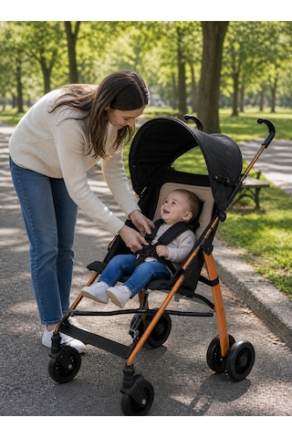 Chubby Baby Baston Bebek Arabası Ergonomik 5 Nokta Emniyet Kemerli
