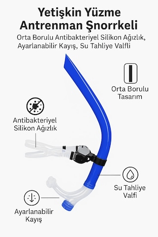 Dailytech Yetişkin Yüzme Antrenman Şnorkeli Siyah Çok Renkli