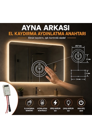 AYNA ARKASI EL KAYDIRMA 12V IŞIK ANAHTARI