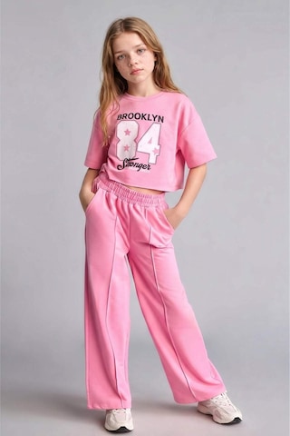 Defacto 2li Crop Üst Geniş Paça Alt Pembe Takım Kız Çocuk E6413a826aupn82 Pembe-pn82