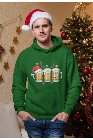 Stil X Yeni Yıl Baskılı Erkek Sweatshırt, Chrıstmas Temalı Yeşil