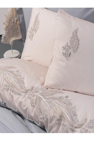 Cotton Box Brode Nakışlı Çift Kişilik Saten Nevresim Takımı Sheen