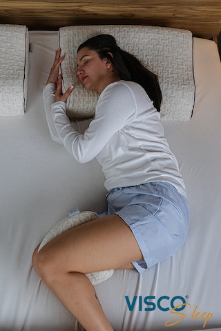 Bacak Arası Visco Yastık V Tipi Keten Kılıflı 25x23x14 Cm