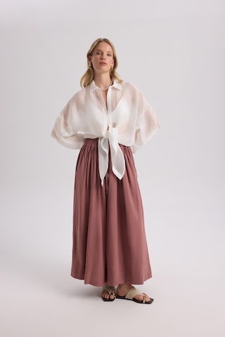 Mai Collection Mai Studios Co. Gabbiano Bağcıklı Pileli Açık Bordo Etek Çok Renkli