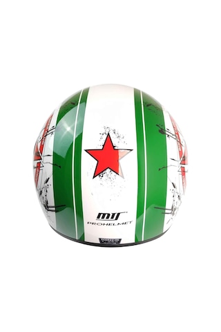 Mts Pro Helmelts Fx-101 Açık Motosiklet Kaskı-7406 Beyaz - Yeşil - Kırmızı