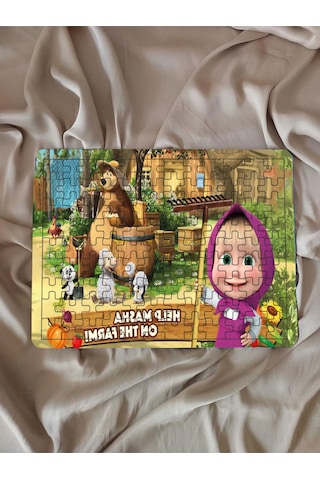 Çocuk Puzzle Ahşap Maşa Ile Koca Ayı 108 Parça Mobilya