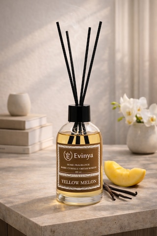 Yellow Melon 100 Ml Bambu Çubuklu Oda Kokusu Ferah Kavun Kokulu Reed Diffuser Vanilla