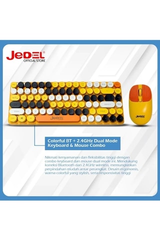 Jedel Ws682b Retro Tasarım Kablosuz Klavye Mouse Seti - Bluetooth + 2.4ghz Çift Modlu Diğer