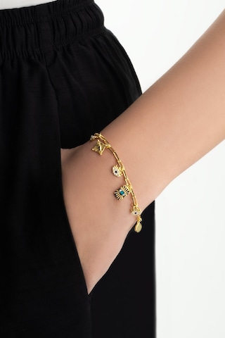 So Chic Bereket Işıltısı 18 Ayar Sarı Altın Kaplama 20 Cm Gümüş Bileklik Sarı