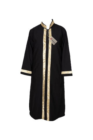 Sarı İşlemeli Sırmalı İmam Cübbesi - Siyah