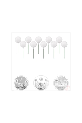 Çubuklu Süsleme Topu, 2cm X 10 Adet - Beyaz
