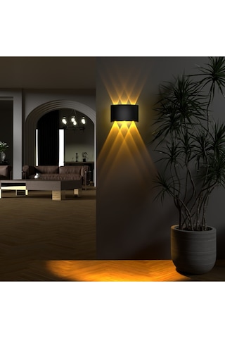 Uranüs Amber Işık Ledli Dekoratif Işık Süzmeli Iç Ve Dış Mekan Modern Bahçe Balkon Salon Teras Aplik Siyah