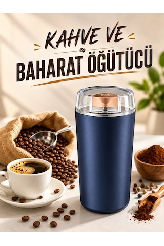 Otomatik Kahve Ve Baharat Öğütücü Kolay Ve Taşınabilir Paslanmaz Çelik Mavi
