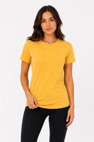 Primemagazam Kadın Basic Tişört Bisiklet Yaka Kısa Kol Günlük Yazlık Slim Fit T-shirt - Sarı Çeşitli