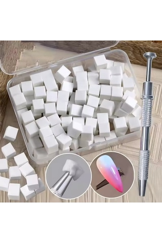 100lü Kalemli Küp Nail Art Ombre Ve Geçiş Süngeri Seti