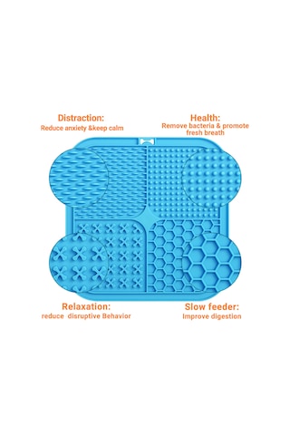 Vkemall Kedi Köpek Silikon Yavaş Yeme Padı, Stres Azaltıcı, Süper Tutuculu, 2 Adet Kırmızı-mavi + Sprey Silici