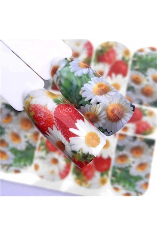 Tırnak Sticker Papatya Çiçek Süsleme Dövmesi Çoklu Etiket 8x7cm