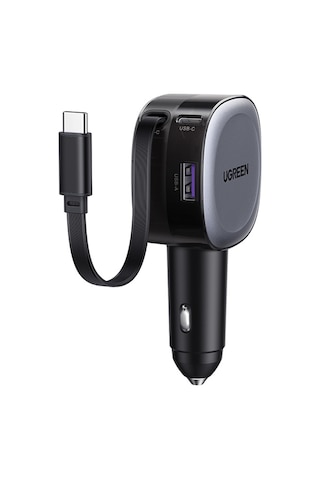 Ugreen 75w 2 Portlu Usb-c Kablolu Araç İçi Şarj Cihazı Çakmaklık Adaptörü, 55653