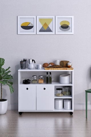 Masa Taşınabilir Çok Amaçlı 2 Kapaklı Katlı Mutfak Masası, Salon Masası Beyaz
