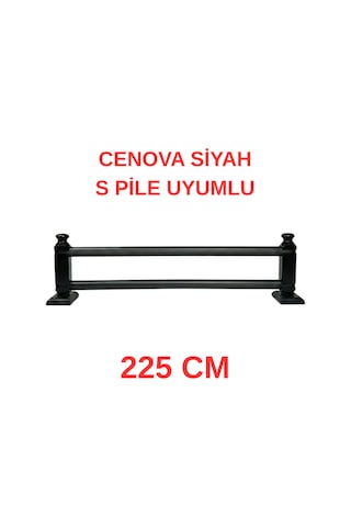 Cenova S Pile Ve Perde Düğmesi Uyumlu Çetray Çift Raylı Modern Ahşap Rustik Siyah 225 Cm Siyah